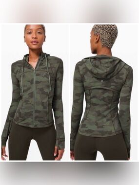 Lululemon Define Hooded Jacket Nulu Green Camo Size 6
